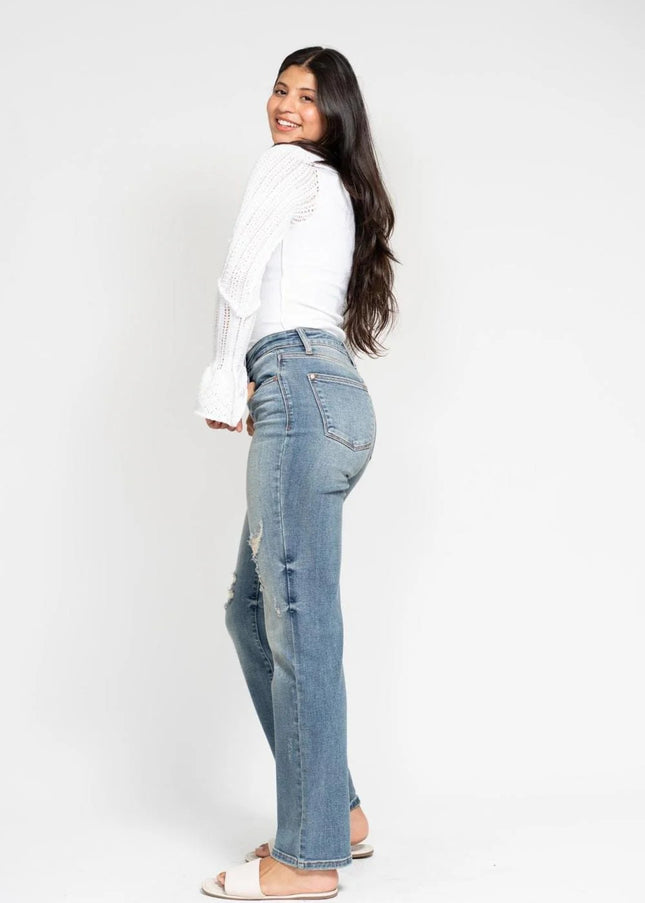 Judy Blue Do Anything Dad Straight Jeans (Reg. and Plus) 82641