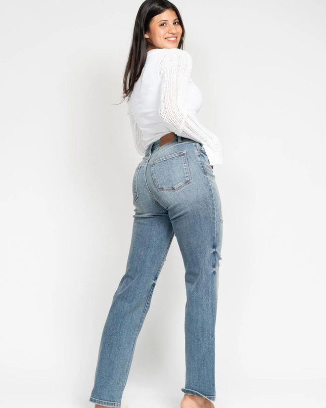 Judy Blue Do Anything Dad Straight Jeans (Reg. and Plus) 82641