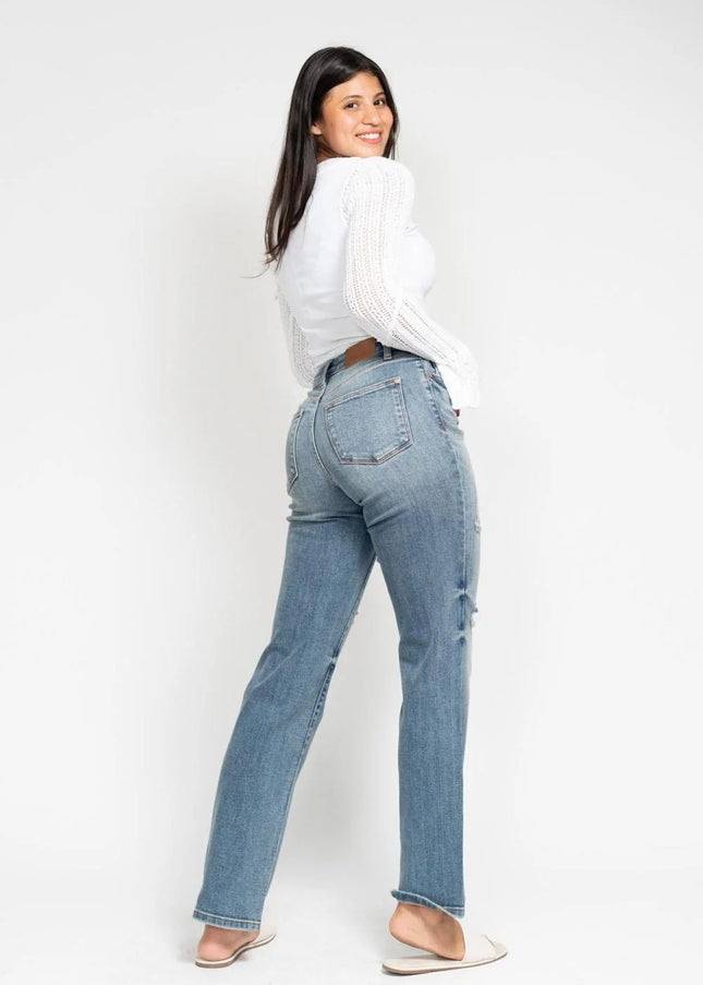 Judy Blue Do Anything Dad Straight Jeans (Reg. and Plus) 82641