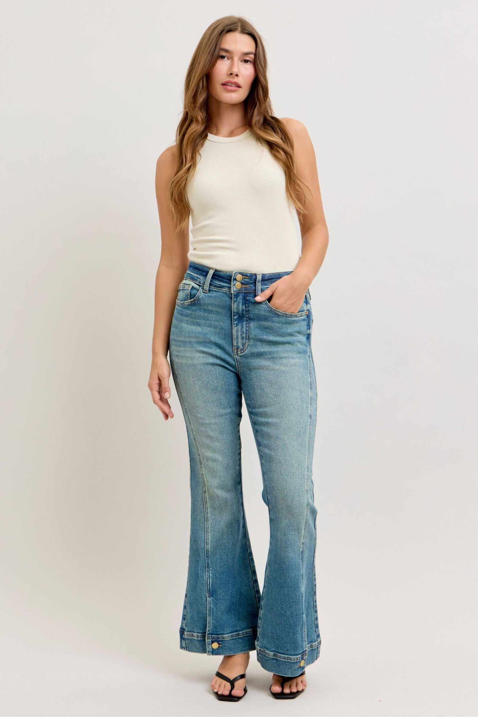 Judy Blue High Waist Vintage Wash Flare Jeans 881082 - Sleekdenim.com