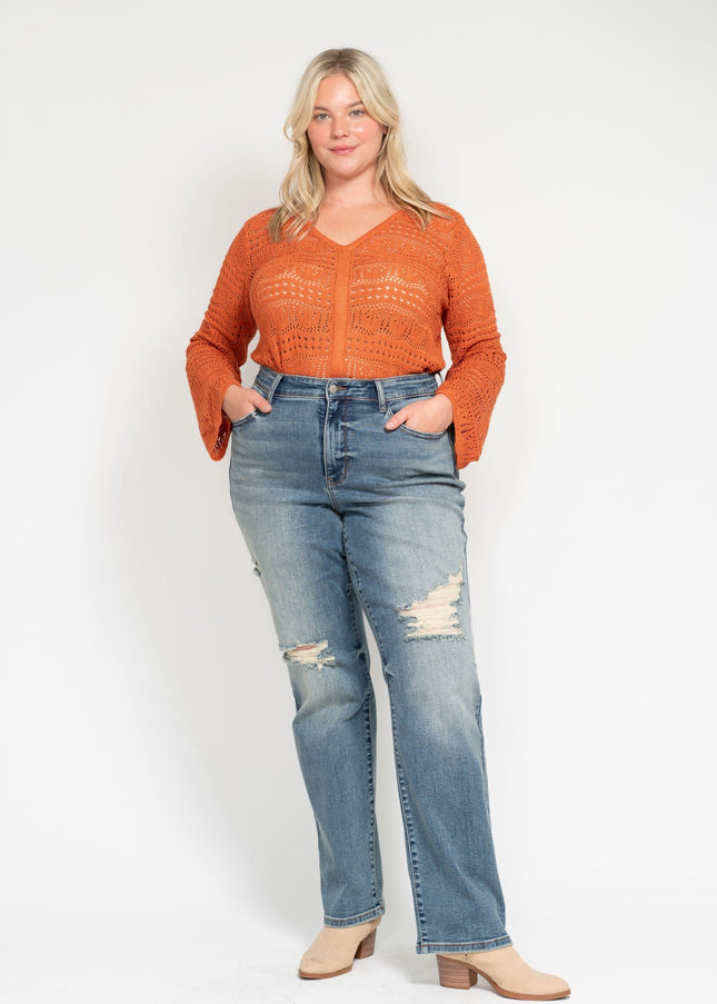 Judy Blue Do Anything Dad Straight Jeans (Reg. and Plus) 82641