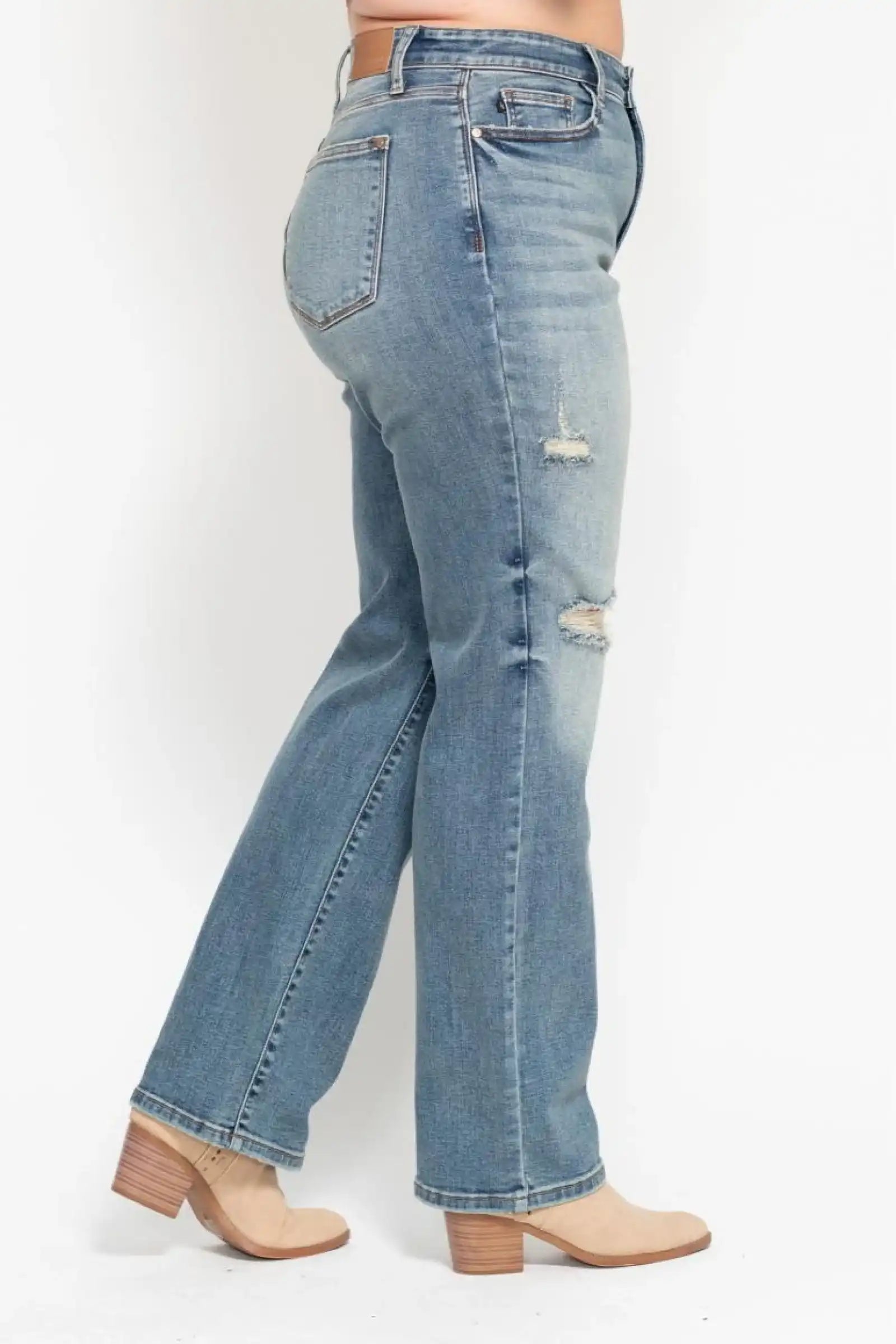 Judy Blue Do Anything Dad Straight Jeans (Reg. and Plus) 82641 - Sleekdenim.com