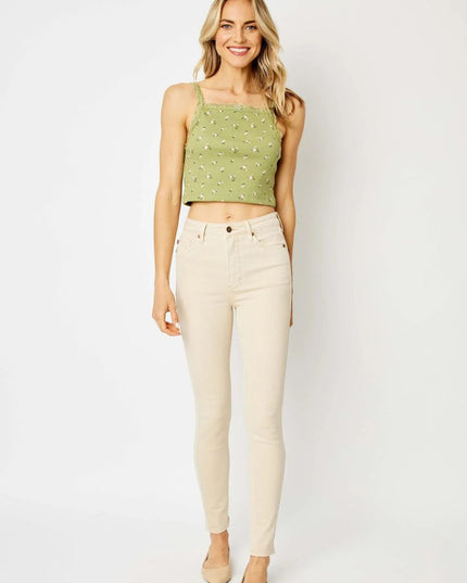 Judy Blue High Waist Tummy Control Garment Dyed Bone Skinny Denim Jeans 88845