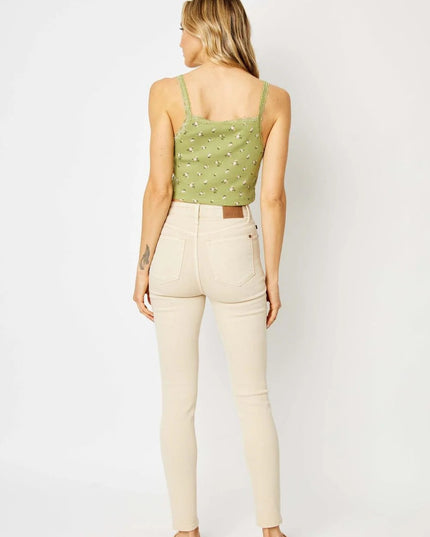 Judy Blue High Waist Tummy Control Garment Dyed Bone Skinny Denim Jeans 88845