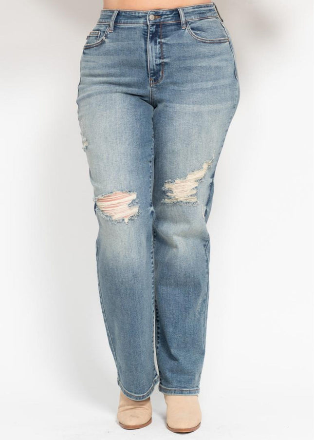 Judy Blue Do Anything Dad Straight Jeans (Reg. and Plus) 82641