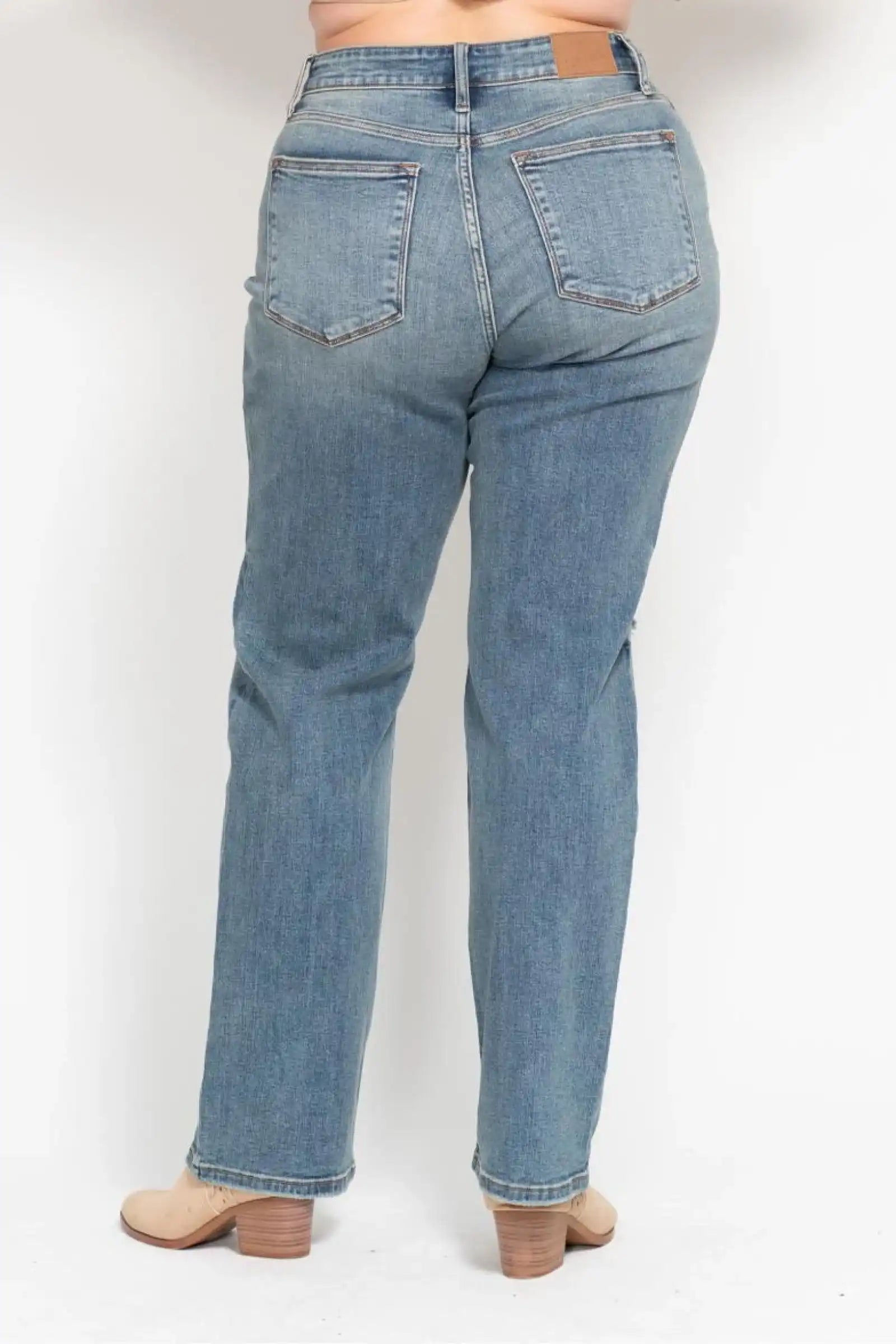 Judy Blue Do Anything Dad Straight Jeans (Reg. and Plus) 82641 - Sleekdenim.com