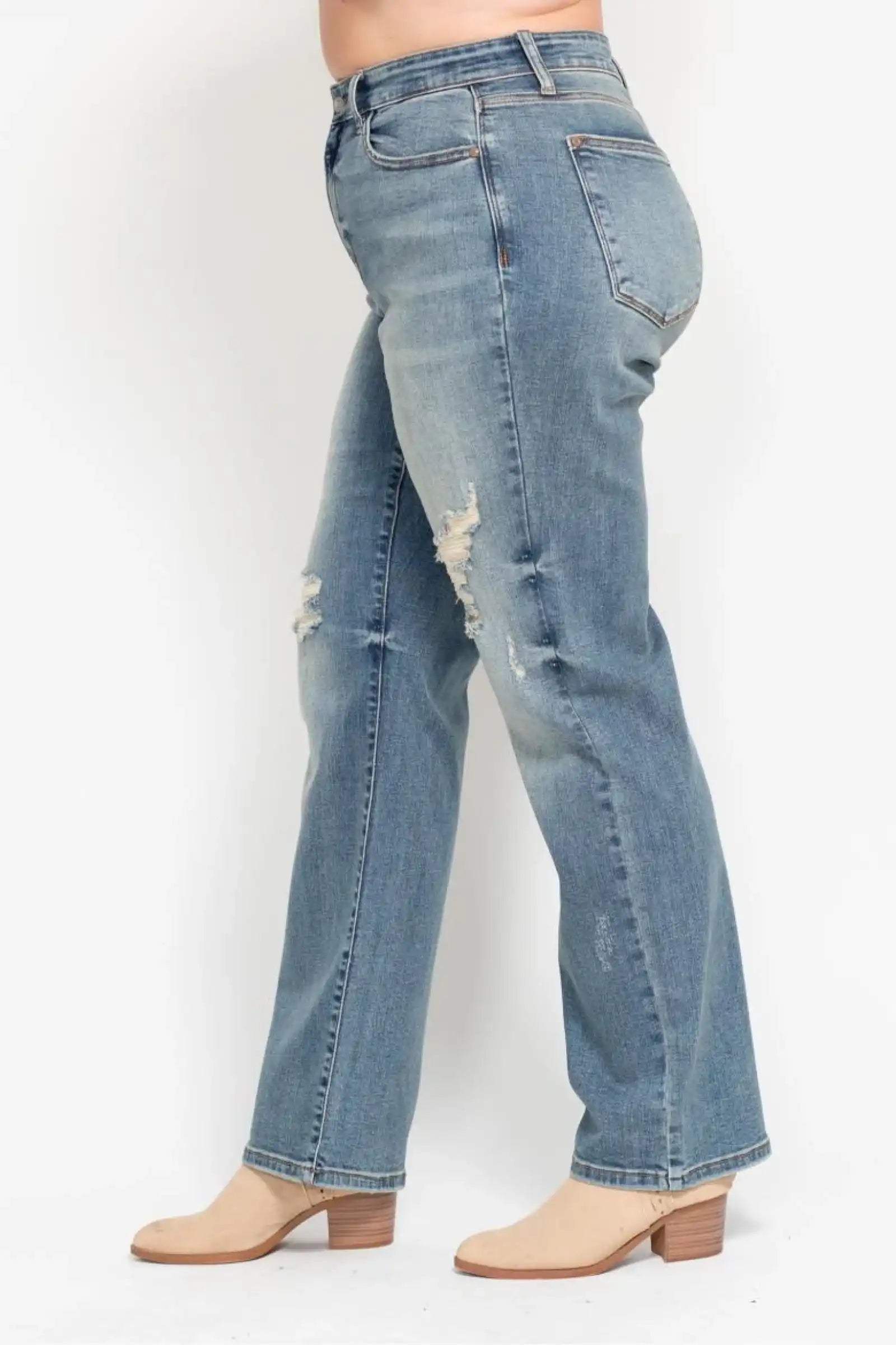 Judy Blue Do Anything Dad Straight Jeans (Reg. and Plus) 82641 - Sleekdenim.com
