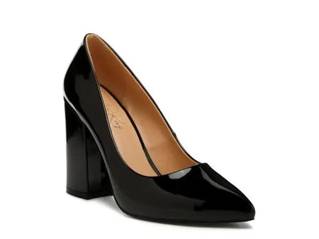 KAMIRA BLOCK HEELED FORMAL PUMPS - Sleekdenim.com