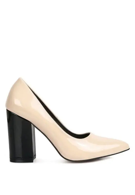 KAMIRA BLOCK HEELED FORMAL PUMPS - Sleekdenim.com