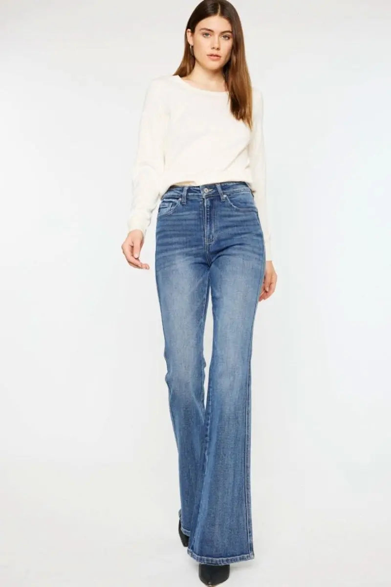 Kancan Cat's Whiskers High Waist Flare Jeans - Sleekdenim.com