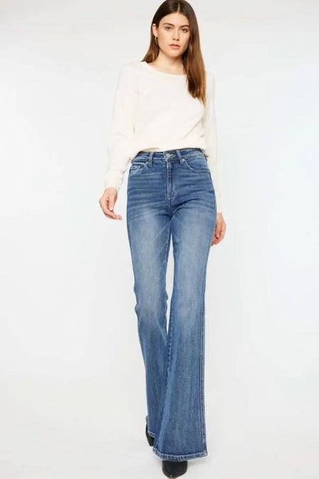 Kancan Cat's Whiskers High Waist Flare Jeans - Sleekdenim.com