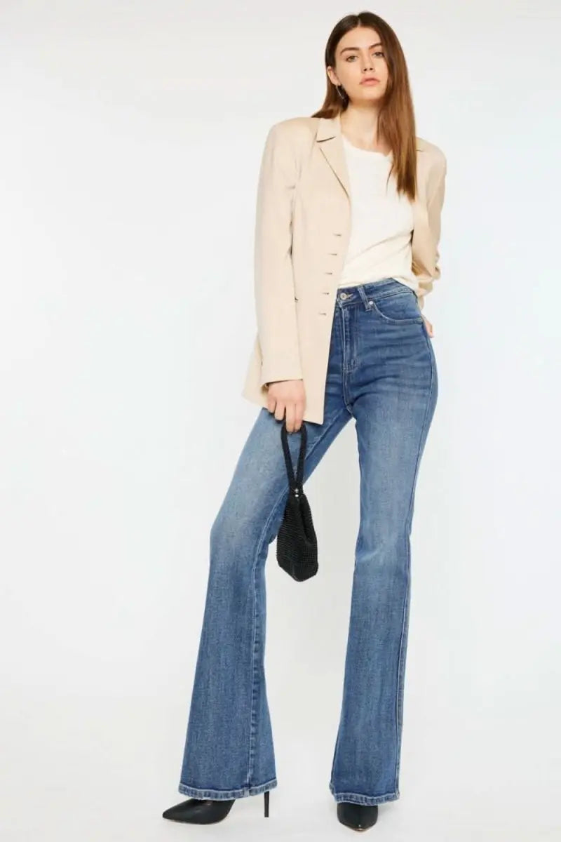 Kancan Cat's Whiskers High Waist Flare Jeans - Sleekdenim.com