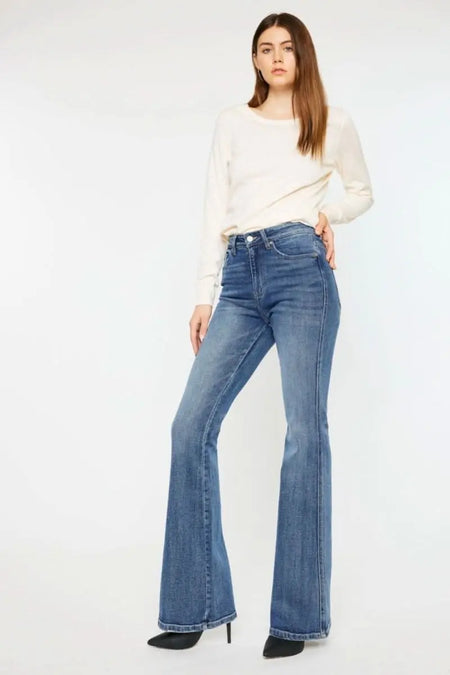 Kancan Cat's Whiskers High Waist Flare Jeans - Sleekdenim.com