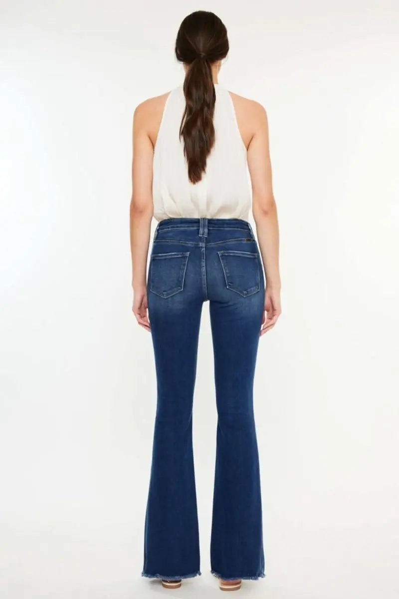 Kancan Cat's Whiskers Raw Hem Flare Jeans - Sleekdenim.com