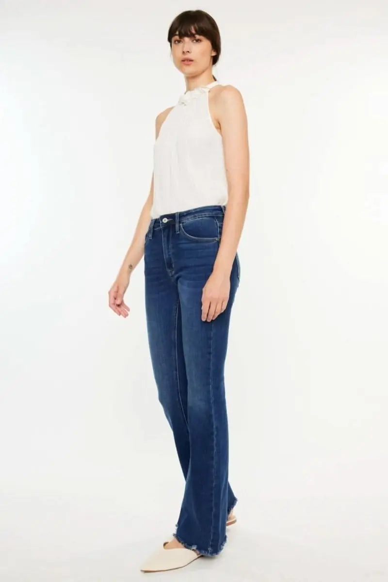 Kancan Cat's Whiskers Raw Hem Flare Jeans - Sleekdenim.com