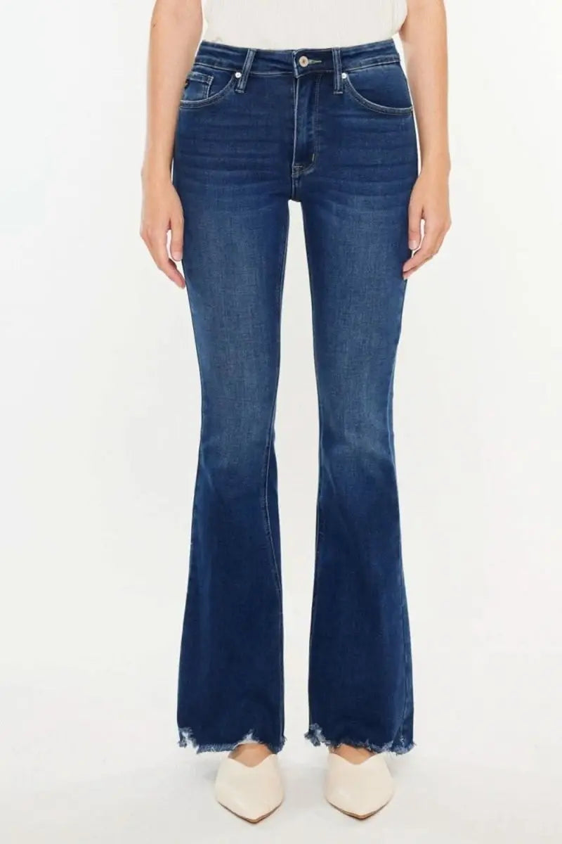 Kancan Cat's Whiskers Raw Hem Flare Jeans - Sleekdenim.com