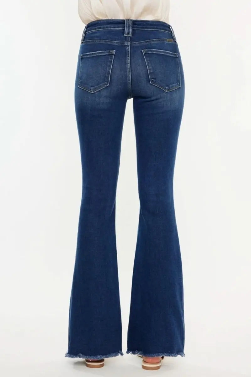 Kancan Cat's Whiskers Raw Hem Flare Jeans - Sleekdenim.com