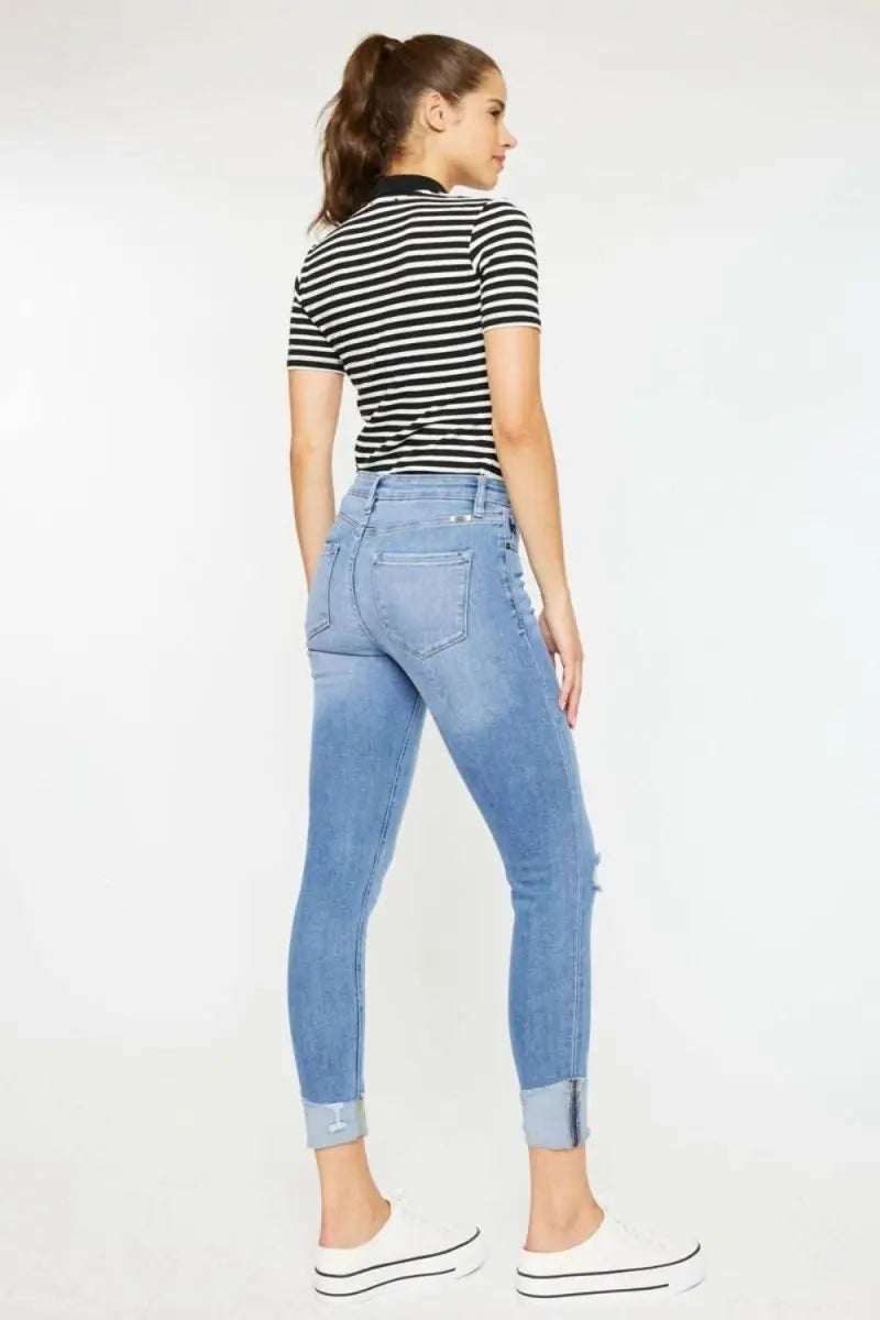 Kancan Distressed Cat's Whiskers Button Fly Jeans - Sleekdenim.com