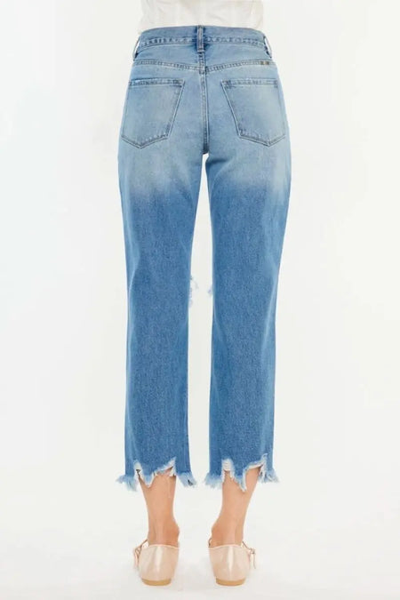 Kancan Distressed Frayed Hem Cropped Jeans - Sleekdenim.com