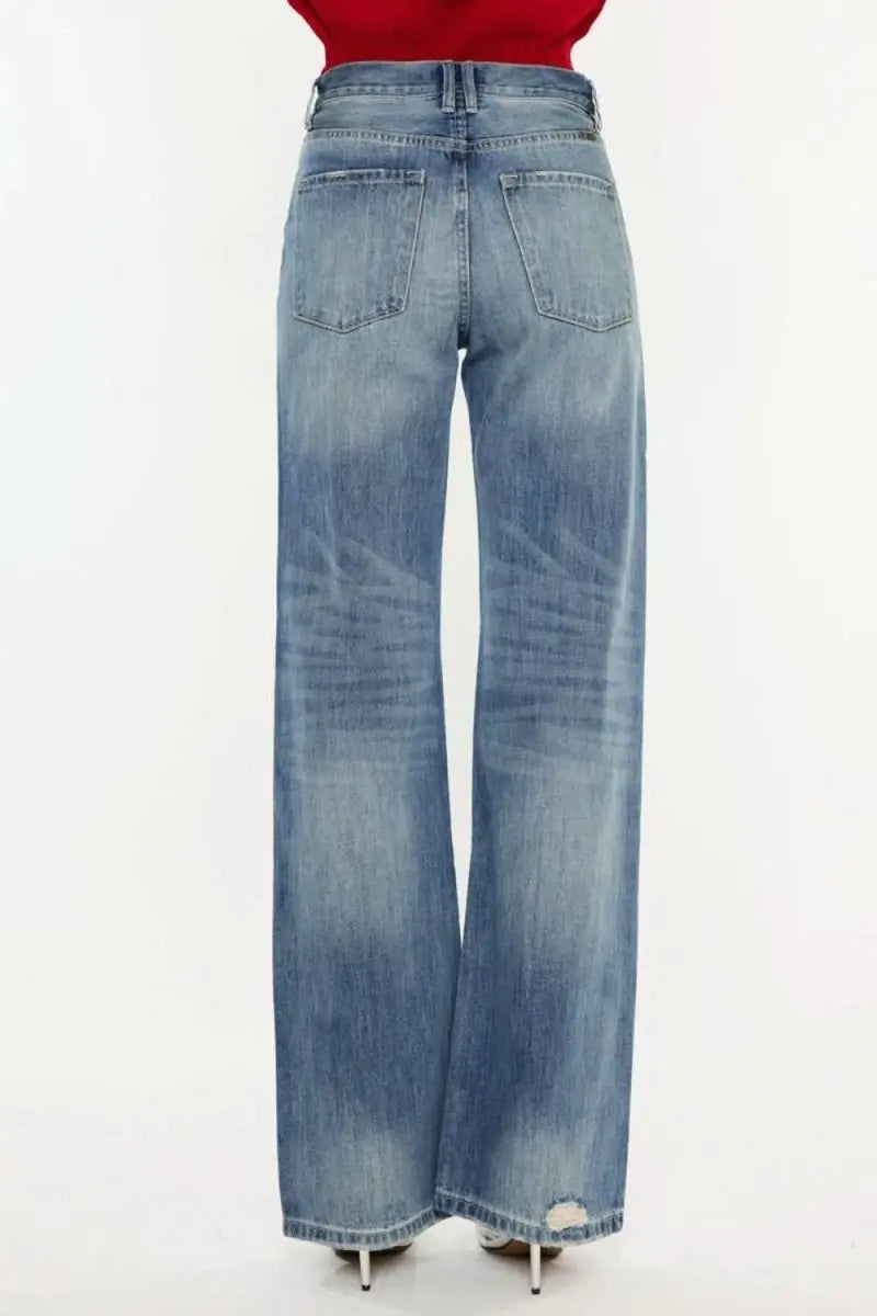 Kancan Distressed High Waist Bootcut Jeans - Sleekdenim.com