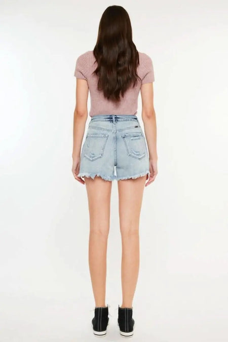 Kancan Distressed High Waist Denim Shorts with Pockets - Sleekdenim.com