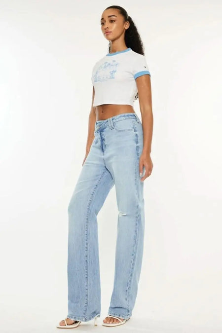 Kancan Distressed High Waist Straight Jeans - Sleekdenim.com