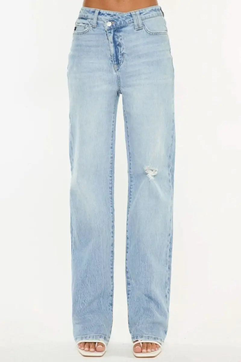 Kancan Distressed High Waist Straight Jeans - Sleekdenim.com