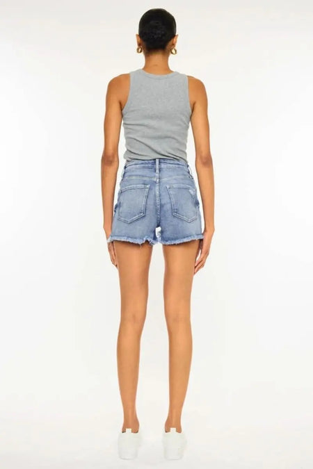 Kancan Distressed Raw Hem Denim Shorts - Sleekdenim.com