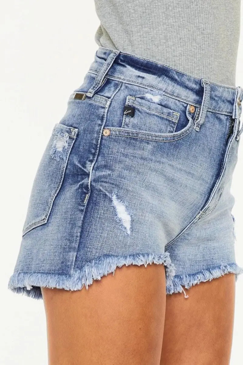 Kancan Distressed Raw Hem Denim Shorts - Sleekdenim.com