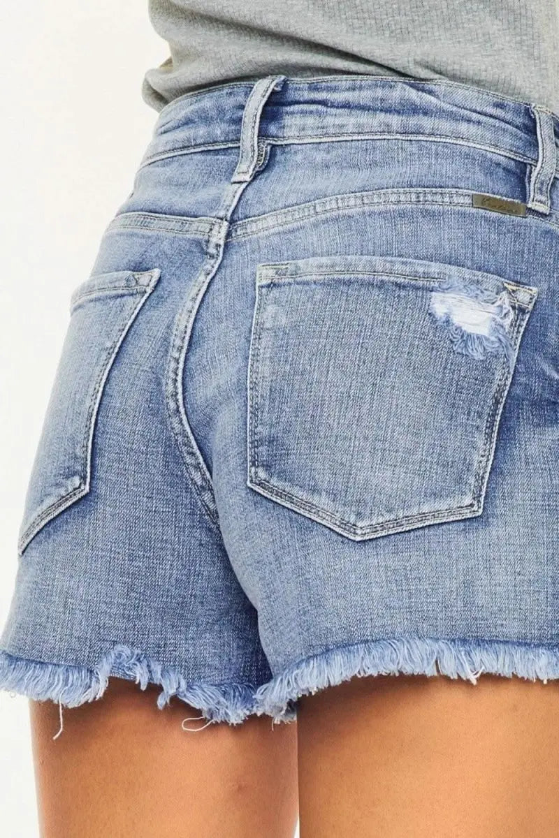 Kancan Distressed Raw Hem Denim Shorts - Sleekdenim.com