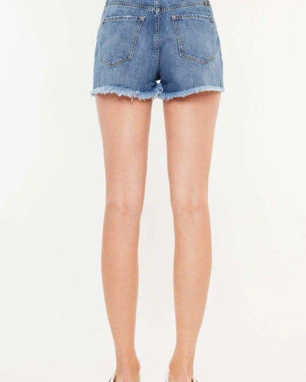 Kancan Distressed Raw Hem High Waist Denim Shorts - Sleekdenim.com