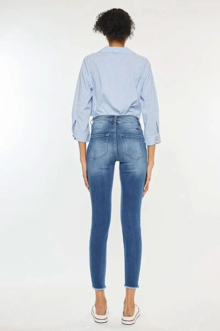 Kancan Distressed Raw Hem High Waist Jeans - Sleekdenim.com