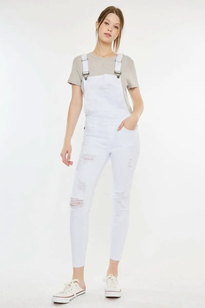 Kancan Distressed Skinny Denim Overalls - Sleekdenim.com