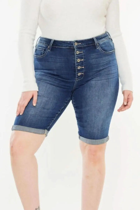 Kancan Full Size Cat's Whiskers Button Fly Denim Shorts - Sleekdenim.com