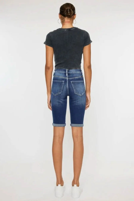 Kancan Full Size Cat's Whiskers Button Fly Denim Shorts - Sleekdenim.com