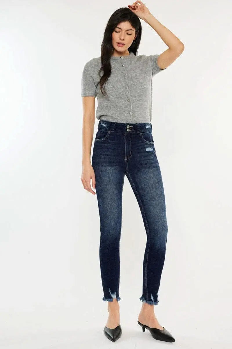 Kancan Full Size Cat's Whiskers Raw Hem High Waist Jeans - Sleekdenim.com