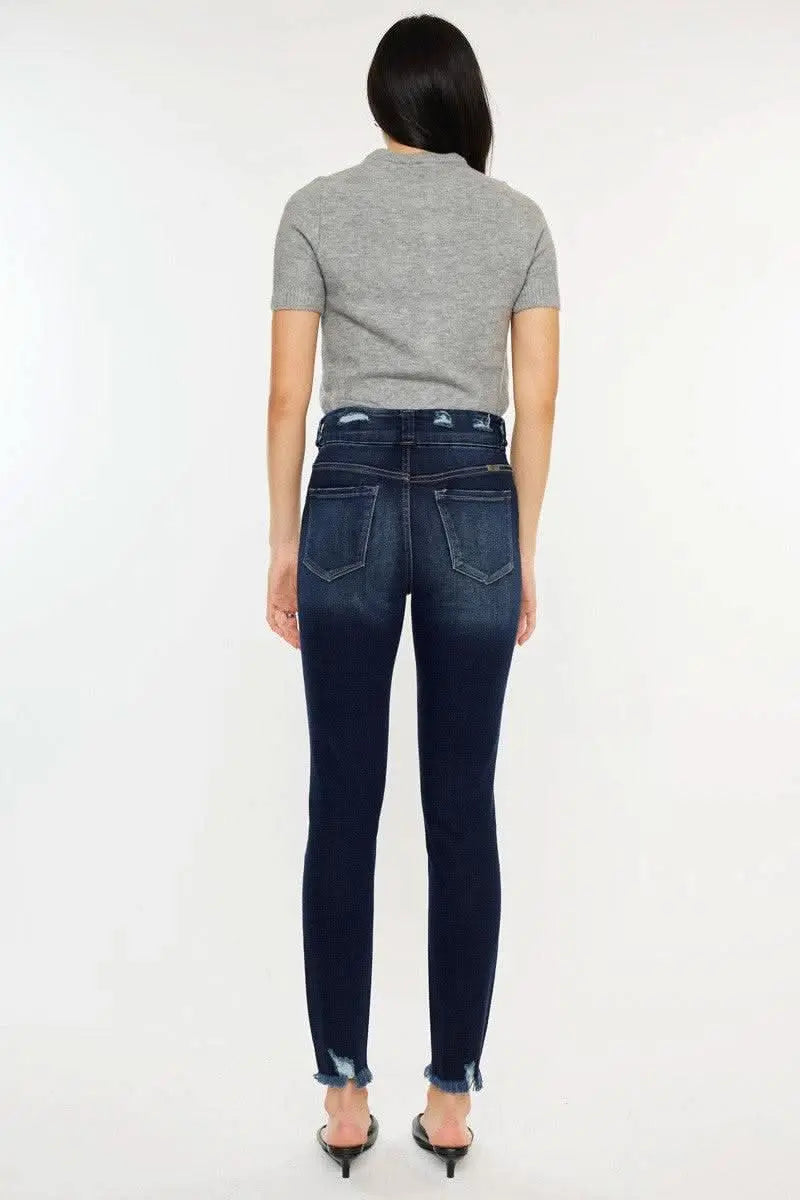 Kancan Full Size Cat's Whiskers Raw Hem High Waist Jeans - Sleekdenim.com