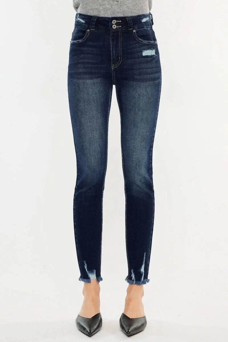 Kancan Full Size Cat's Whiskers Raw Hem High Waist Jeans - Sleekdenim.com