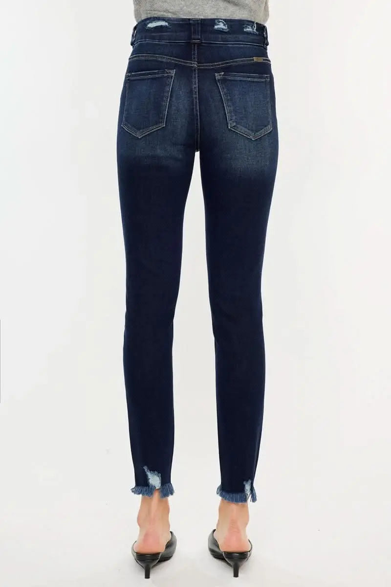 Kancan Full Size Cat's Whiskers Raw Hem High Waist Jeans - Sleekdenim.com