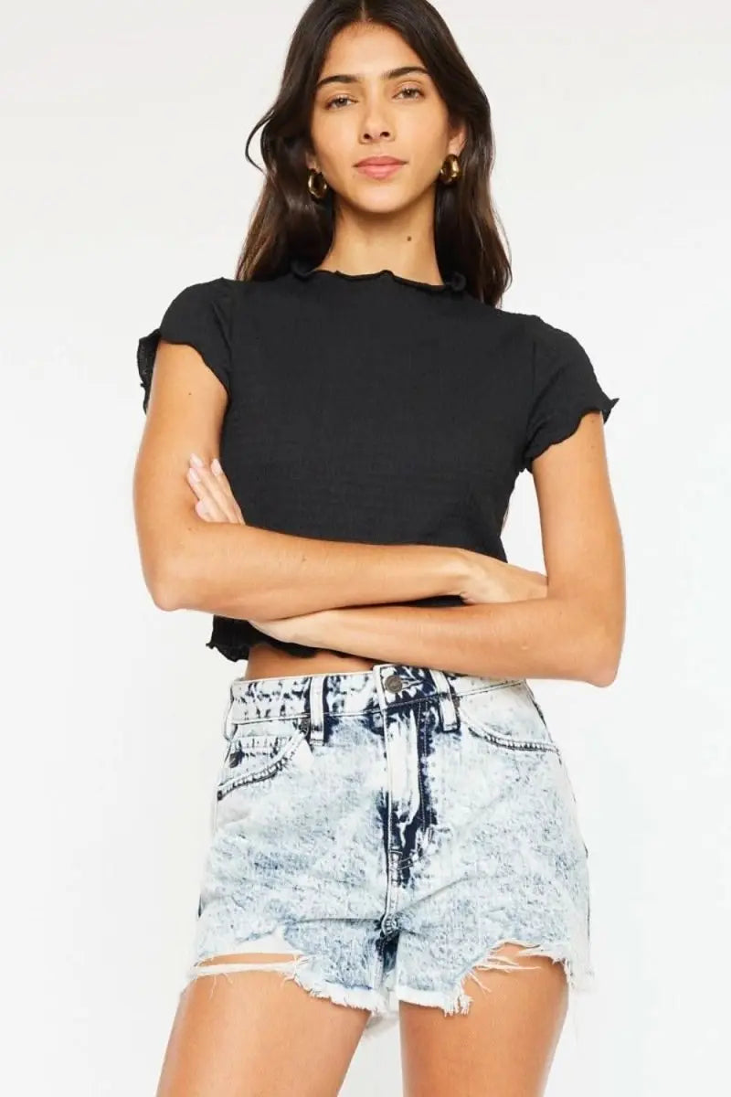 Kancan Full Size Distressed High Waist Denim Shorts - Sleekdenim.com