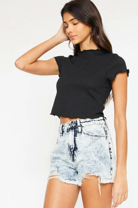 Kancan Full Size Distressed High Waist Denim Shorts - Sleekdenim.com