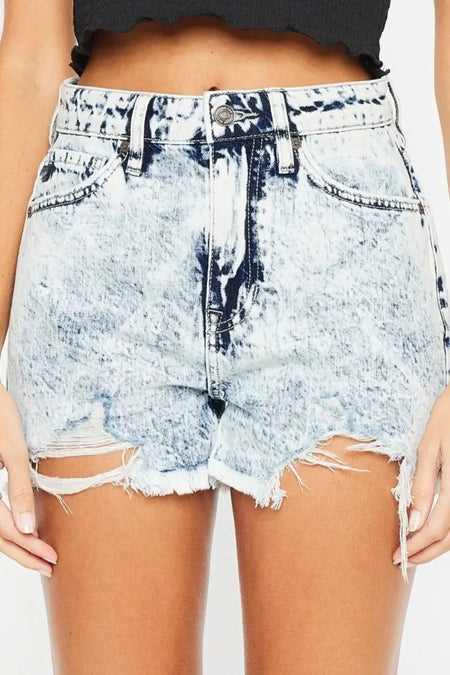 Kancan Full Size Distressed High Waist Denim Shorts - Sleekdenim.com