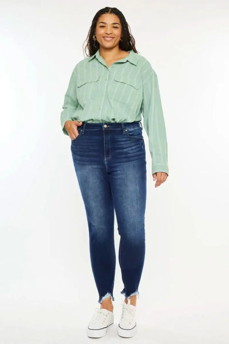 Kancan Full Size High Rise Frayed Ankle Skinny Jeans - Sleekdenim.com