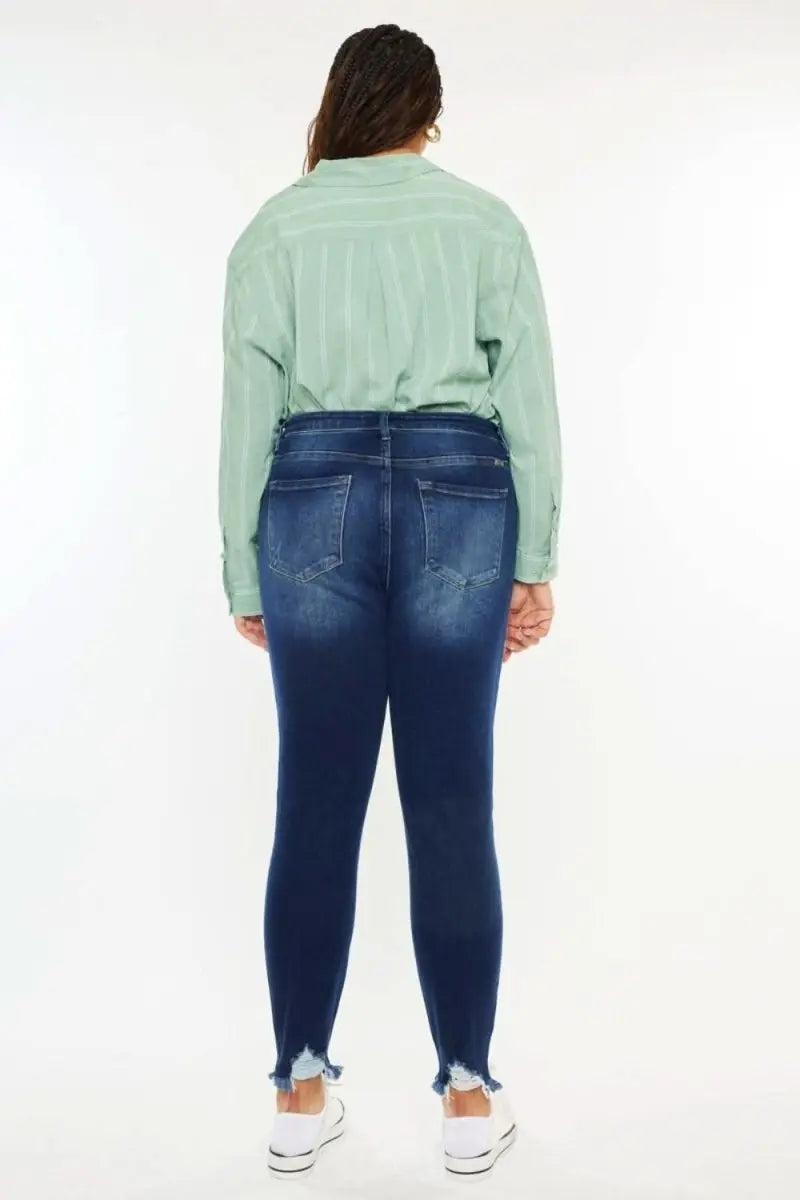 Kancan Full Size High Rise Frayed Ankle Skinny Jeans - Sleekdenim.com