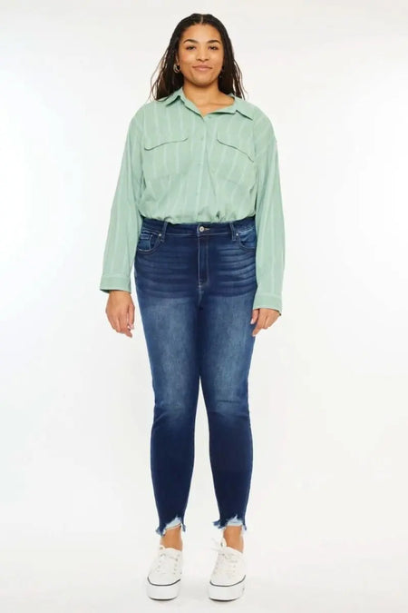 Kancan Full Size High Rise Frayed Ankle Skinny Jeans - Sleekdenim.com