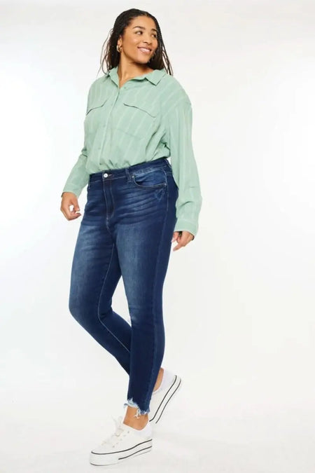 Kancan Full Size High Rise Frayed Ankle Skinny Jeans - Sleekdenim.com