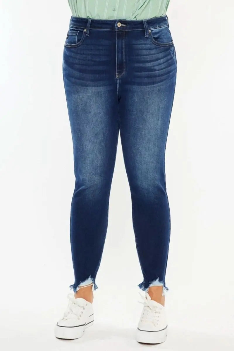 Kancan Full Size High Rise Frayed Ankle Skinny Jeans - Sleekdenim.com