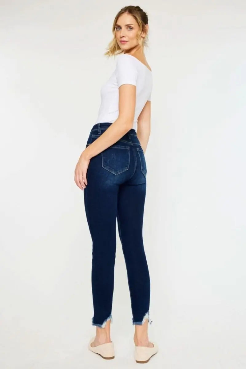 Kancan Full Size High Rise Frayed Ankle Skinny Jeans - Sleekdenim.com