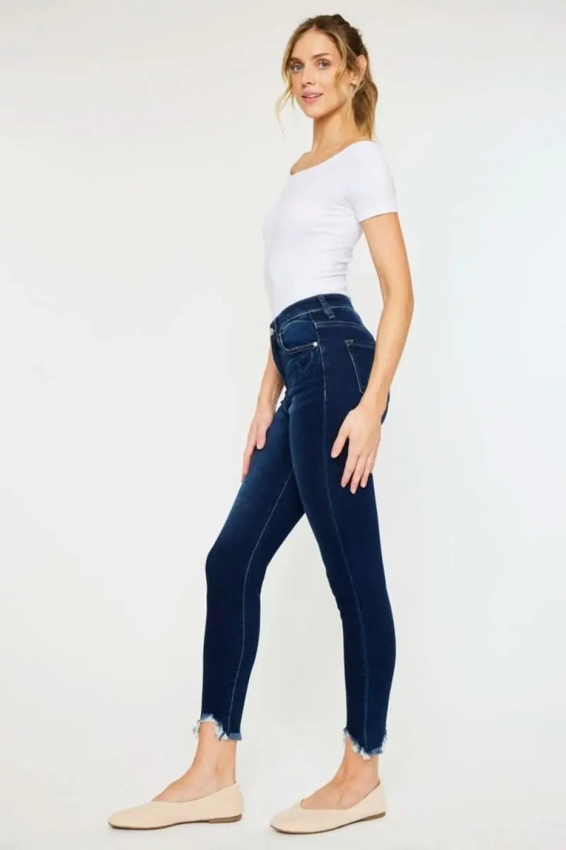 Kancan Full Size High Rise Frayed Ankle Skinny Jeans - Sleekdenim.com