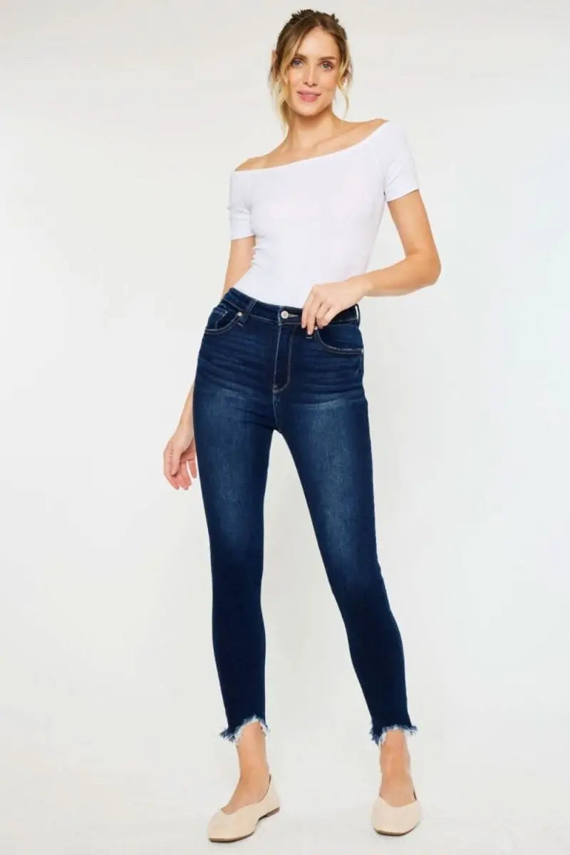 Kancan Full Size High Rise Frayed Ankle Skinny Jeans - Sleekdenim.com